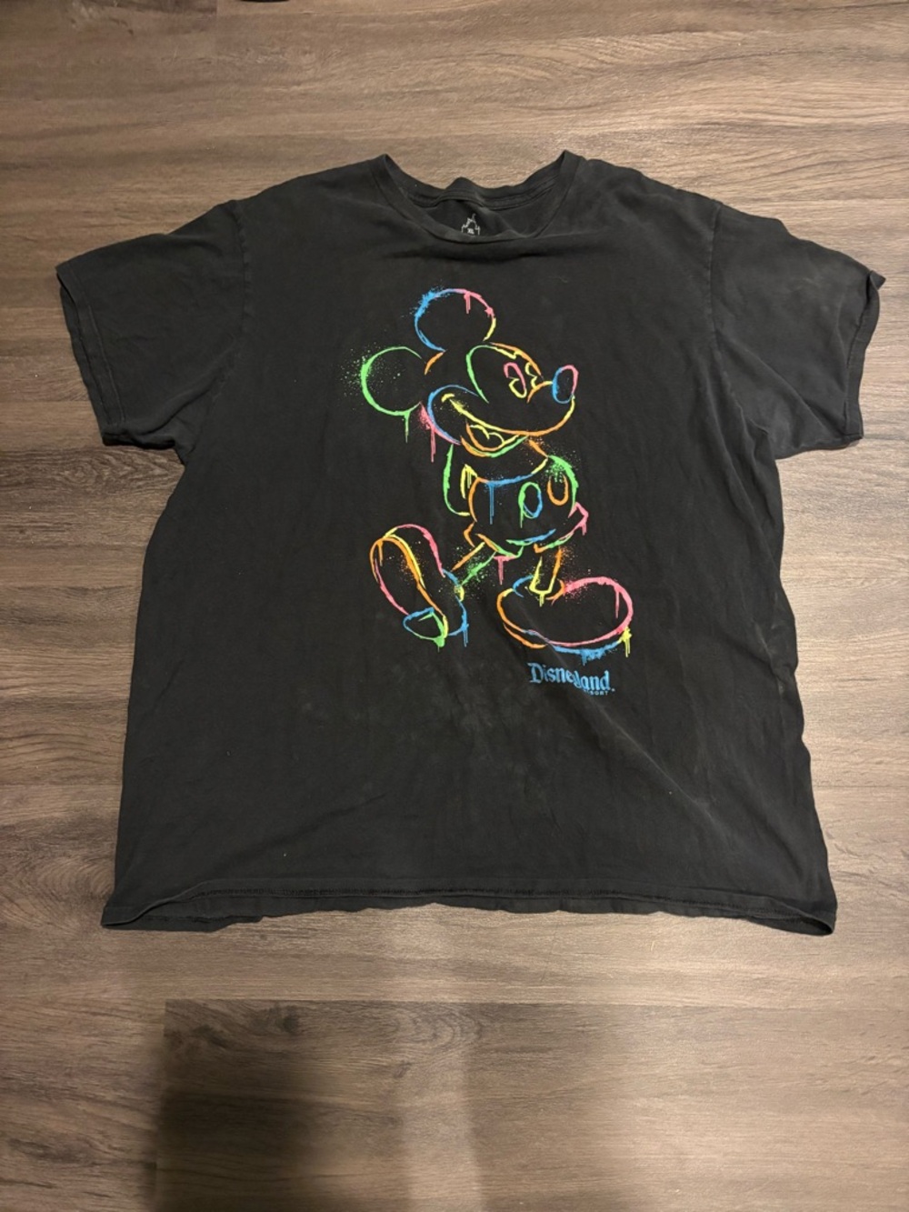 Disneyland Black Short Sleeve Neon Outline Mickey Graphic Tee